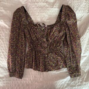 J crew x Liberty floral milkmaid blouse 0